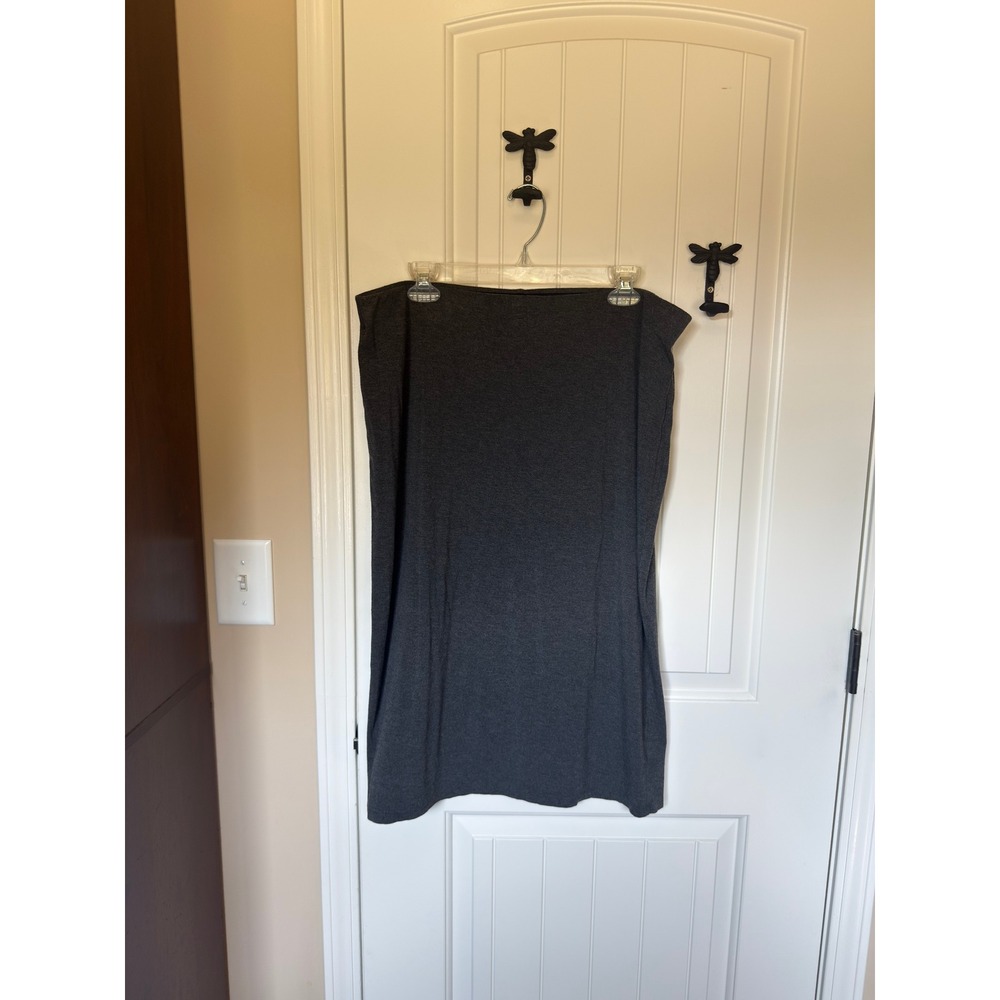 Old Navy Womens XL Charcoal Gray Jersey Knit Stretch Midi Skirt Elastic Waist